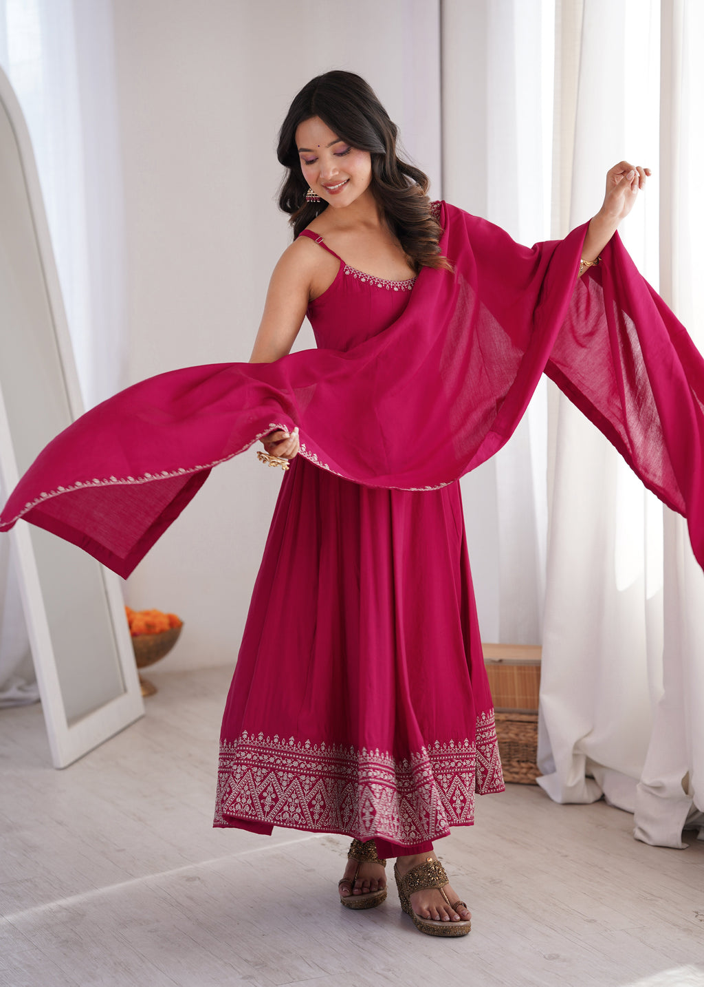 Elegant Pink Anarkali Dress for Women