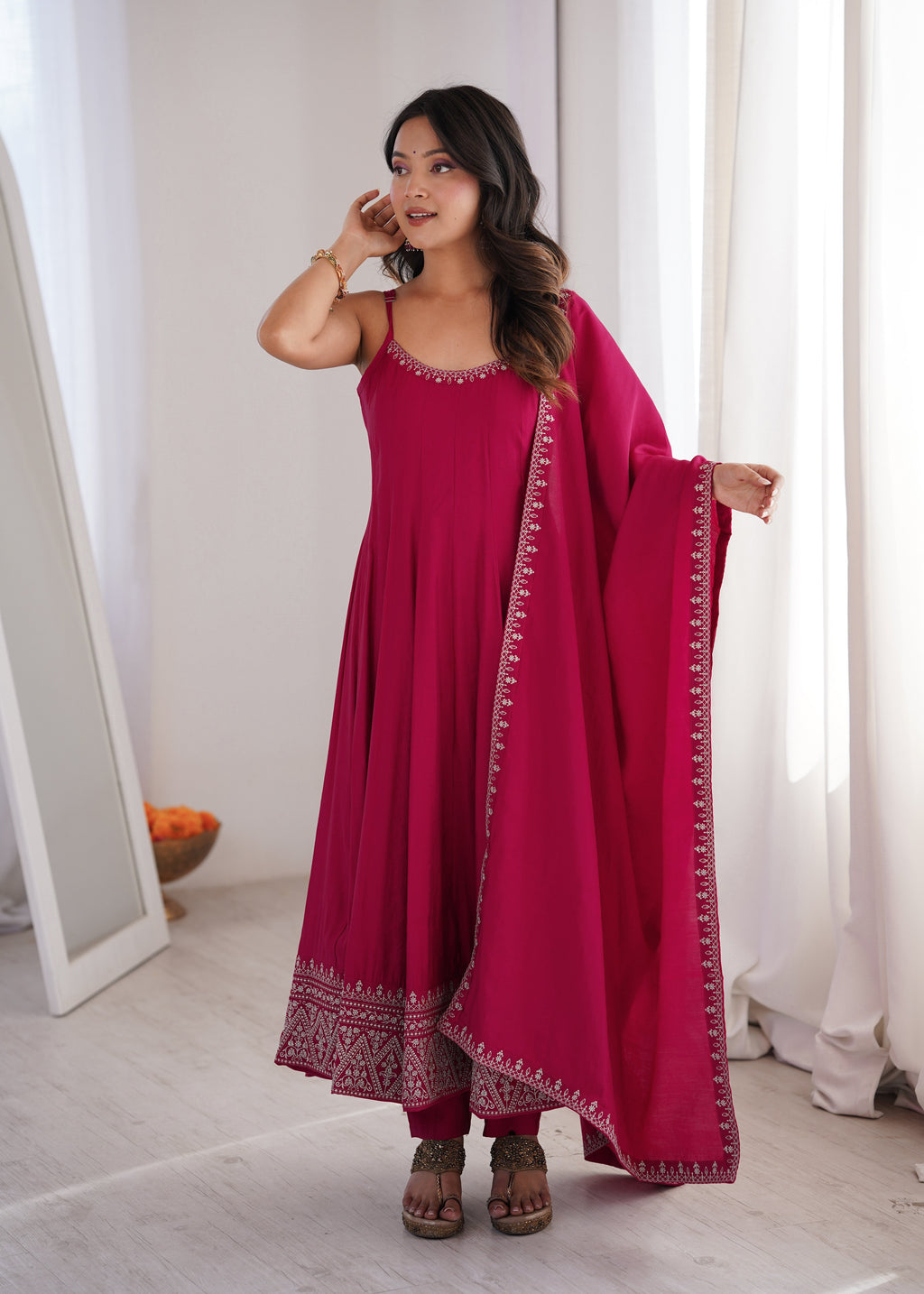 Elegant Pink Anarkali Dress for Women